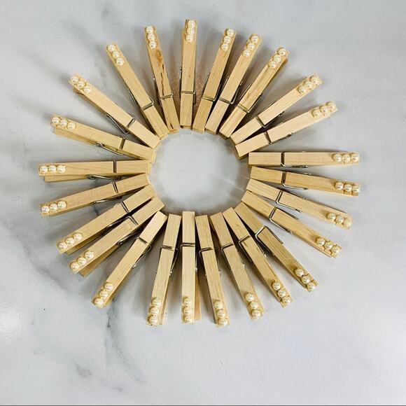 25 Decorative Bridal Pearl Embellished Clothespins Dorm Bedroom Office - Picture 1 of 5